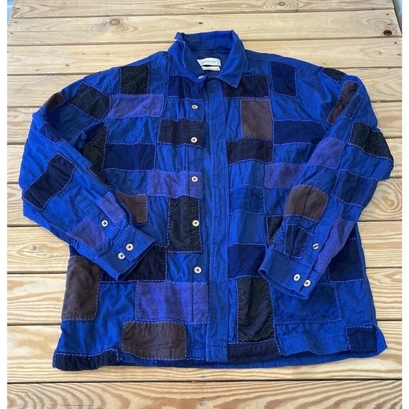 Urban Outfitters Tops - Urban outfitters Patchwork Button Up Shirt Size Small Women’s Blue
